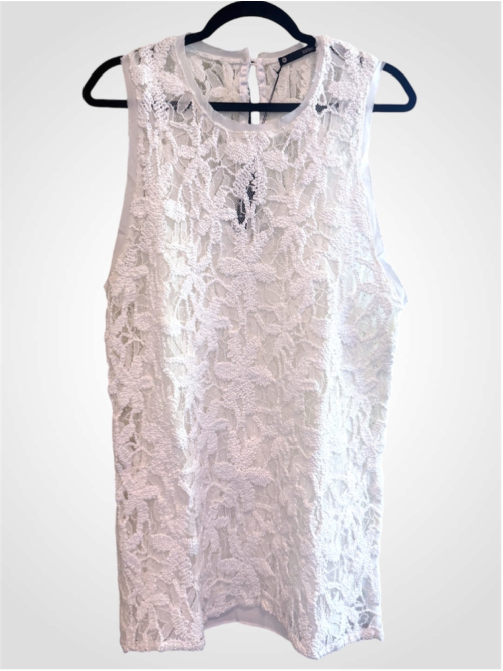 Krisa Embroidered Lace Sleeveless Mini Dress in White Size S